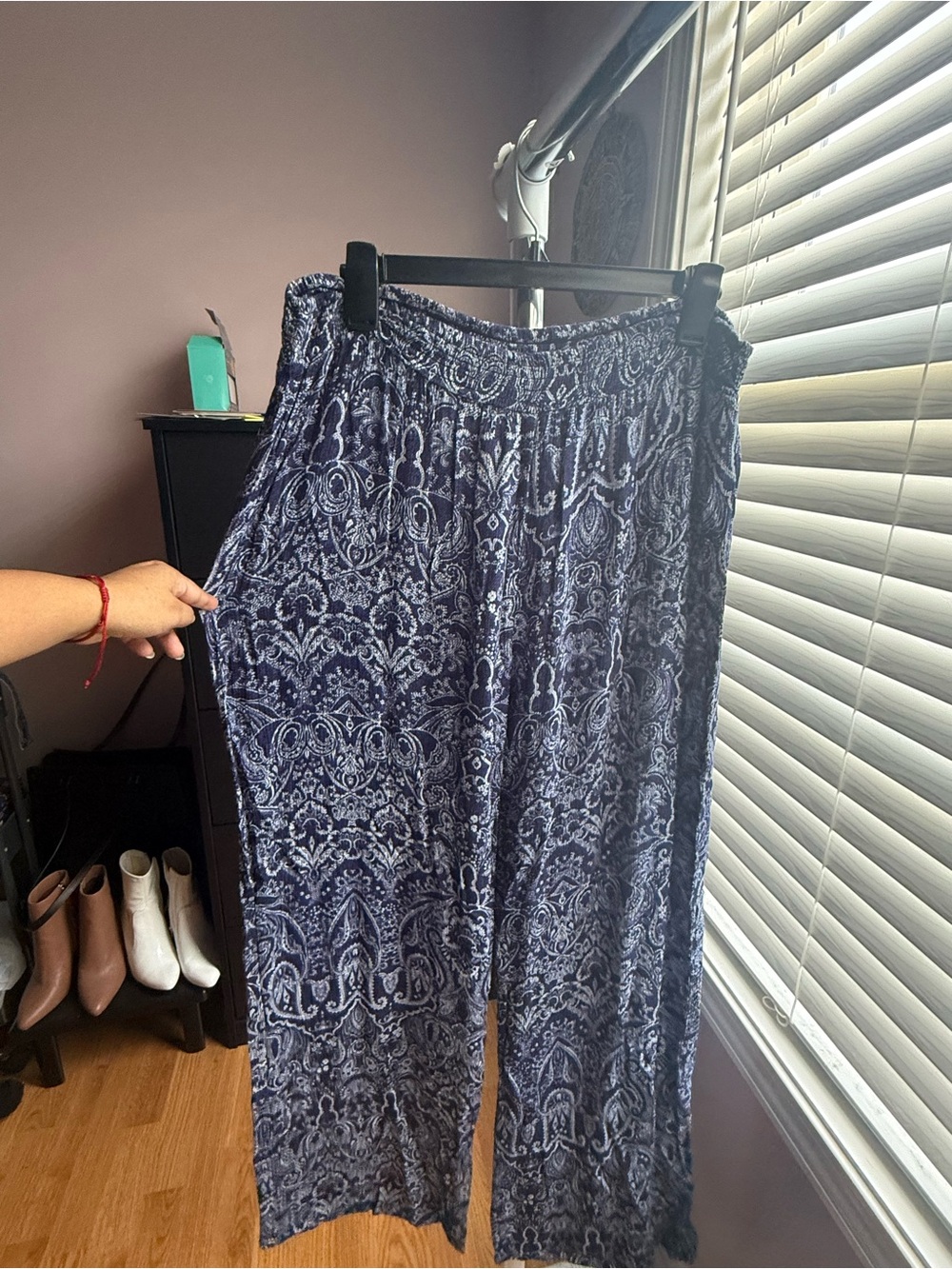 Seven7 Women's Wide-Leg Printed Pants - Navy